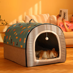 Large Dog House Kennel Indoor Outdoor PEt Bed with Cushon