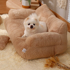 Warm Flannel Cat Sofa Bed Soft Plush Pet Sleeping Couch