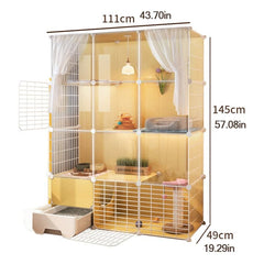 Cat Villa with CageLitter Box Multi-Level Pet Playpen Metal