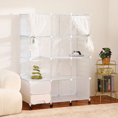 Cat Villa with CageLitter Box Multi-Level Pet Playpen Metal