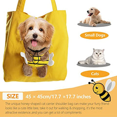 Canvas Pet Carrier Bag Bee Shape Sling Bag for Small Dogs Cats
