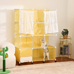 Cat Villa with CageLitter Box Multi-Level Pet Playpen Metal