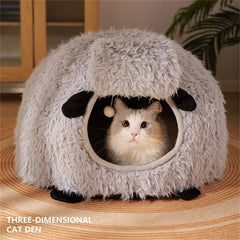 Sheep Shape Pet Nest Soft Cozy Bed for Cats and Small Dogs