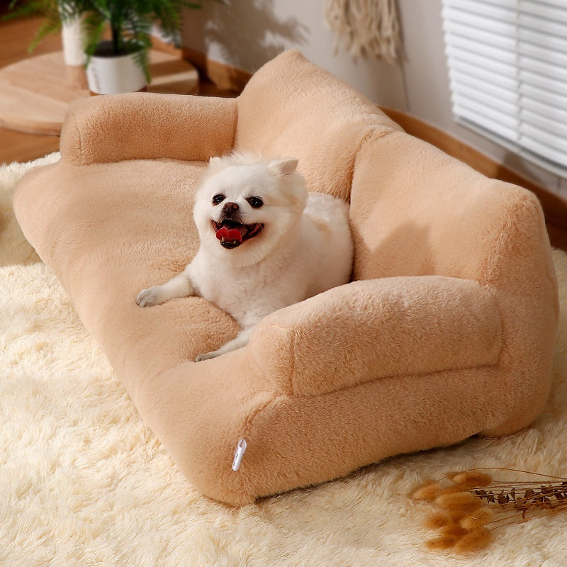 Warm Flannel Cat Sofa Bed Soft Plush Pet Sleeping Couch