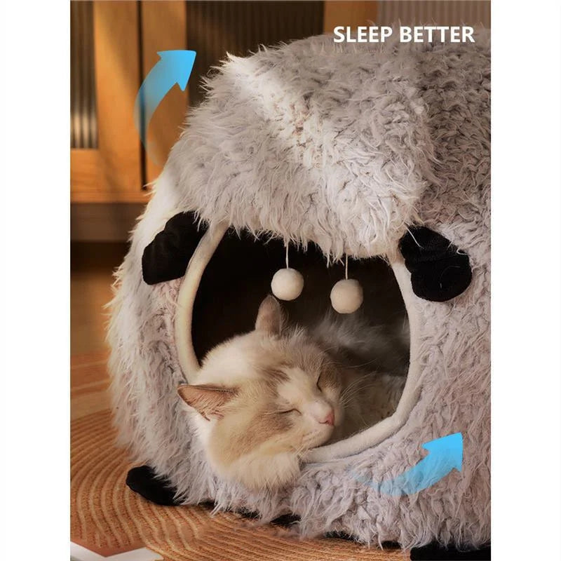 Sheep Shape Pet Nest Soft Cozy Bed for Cats and Small Dogs