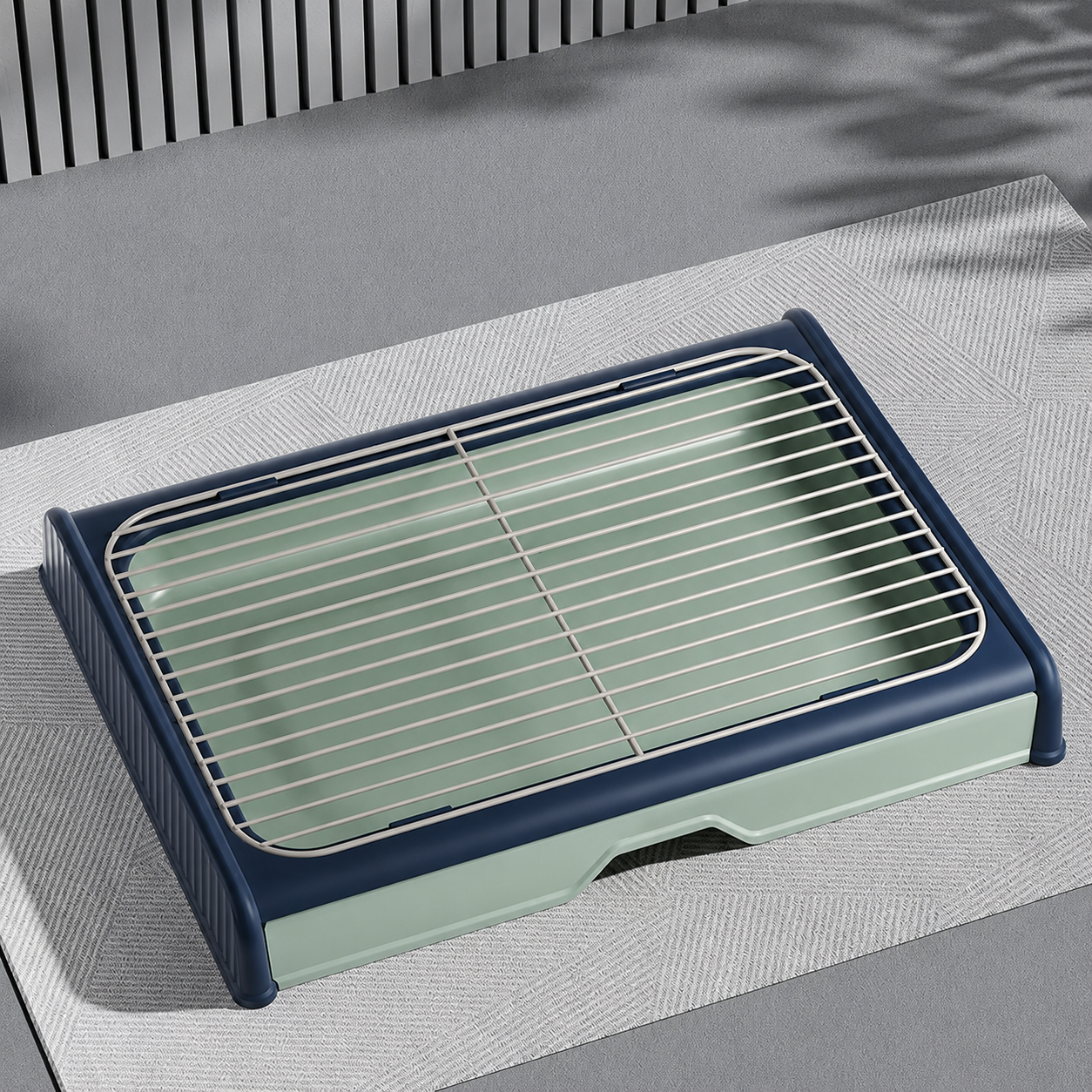 Drawer-Style Dog Potty Tray with Wire Grid