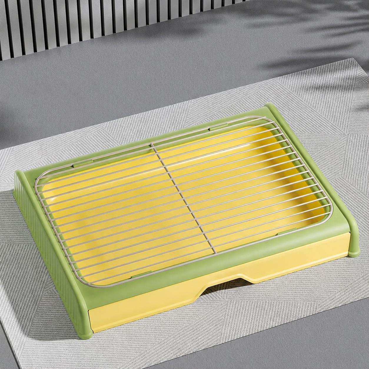 Drawer-Style Dog Potty Tray with Wire Grid