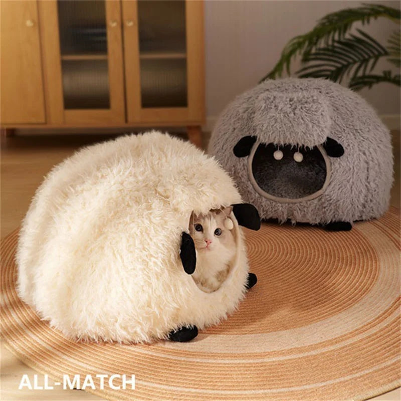 Sheep Shape Pet Nest Soft Cozy Bed for Cats and Small Dogs