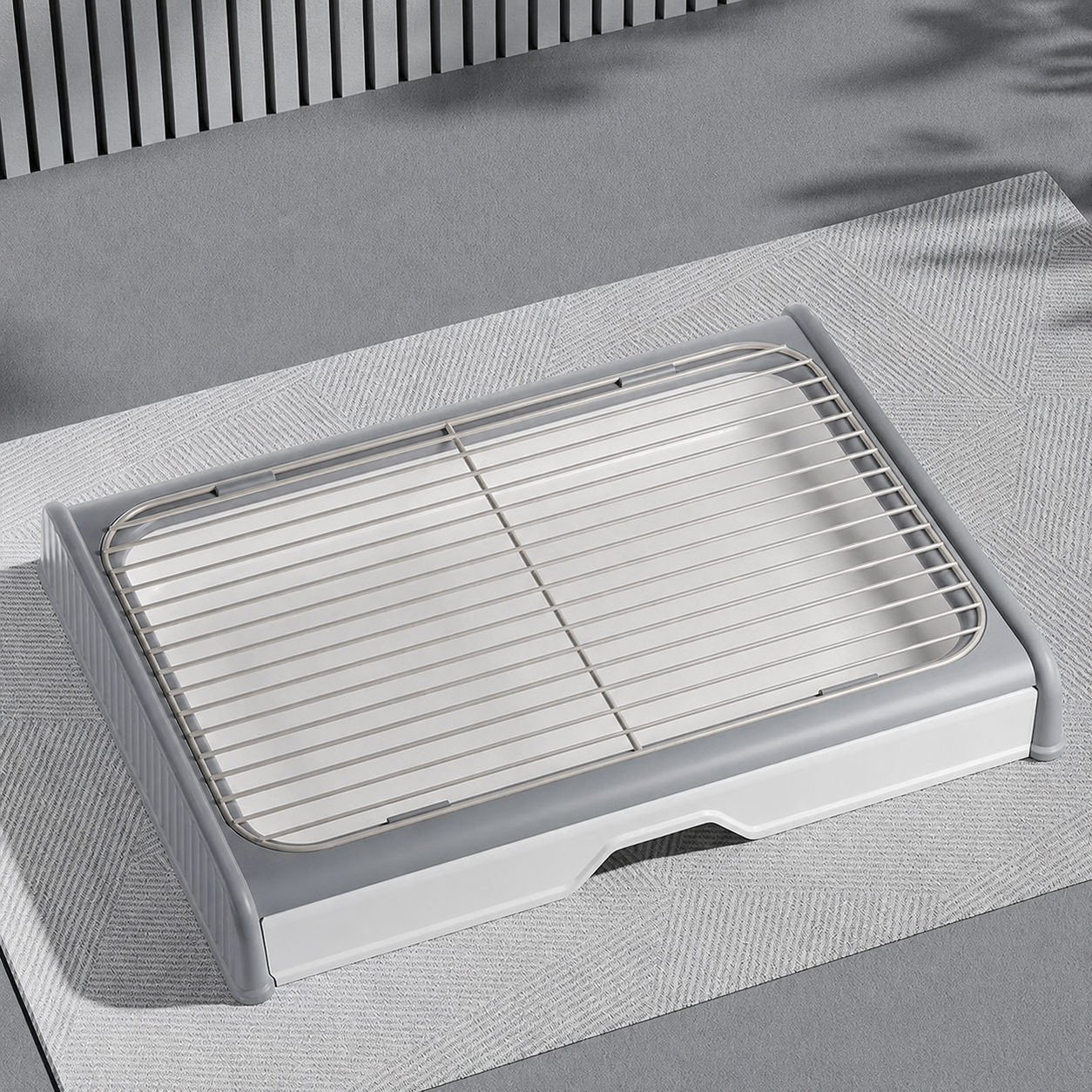 Drawer-Style Dog Potty Tray with Wire Grid