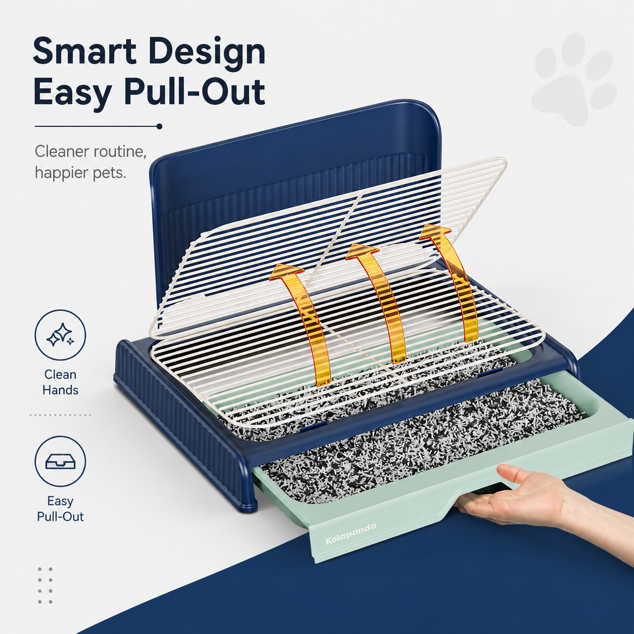 Drawer-Style Dog Potty Tray with Wire Grid