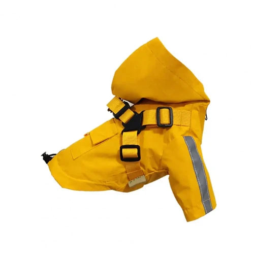 Waterproof Puppy Raincoat with Leash Ring Dog Rain Jacket Outdoor Coat