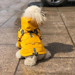 Waterproof Puppy Raincoat with Leash Ring Dog Rain Jacket Outdoor Coat