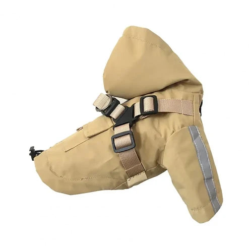 Waterproof Puppy Raincoat with Leash Ring Dog Rain Jacket Outdoor Coat