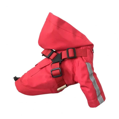 Waterproof Puppy Raincoat with Leash Ring Dog Rain Jacket Outdoor Coat