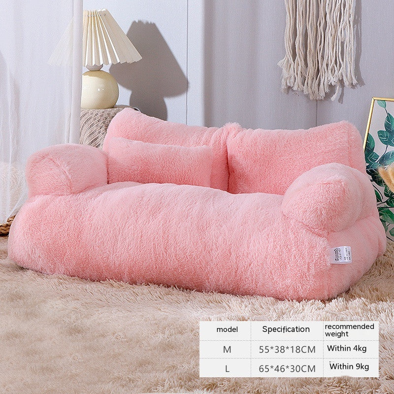 Warm Flannel Cat Sofa Bed Soft Plush Pet Sleeping Couch