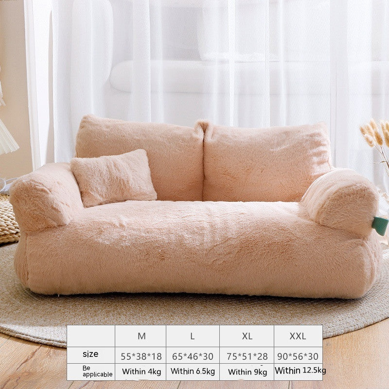 Warm Flannel Cat Sofa Bed Soft Plush Pet Sleeping Couch