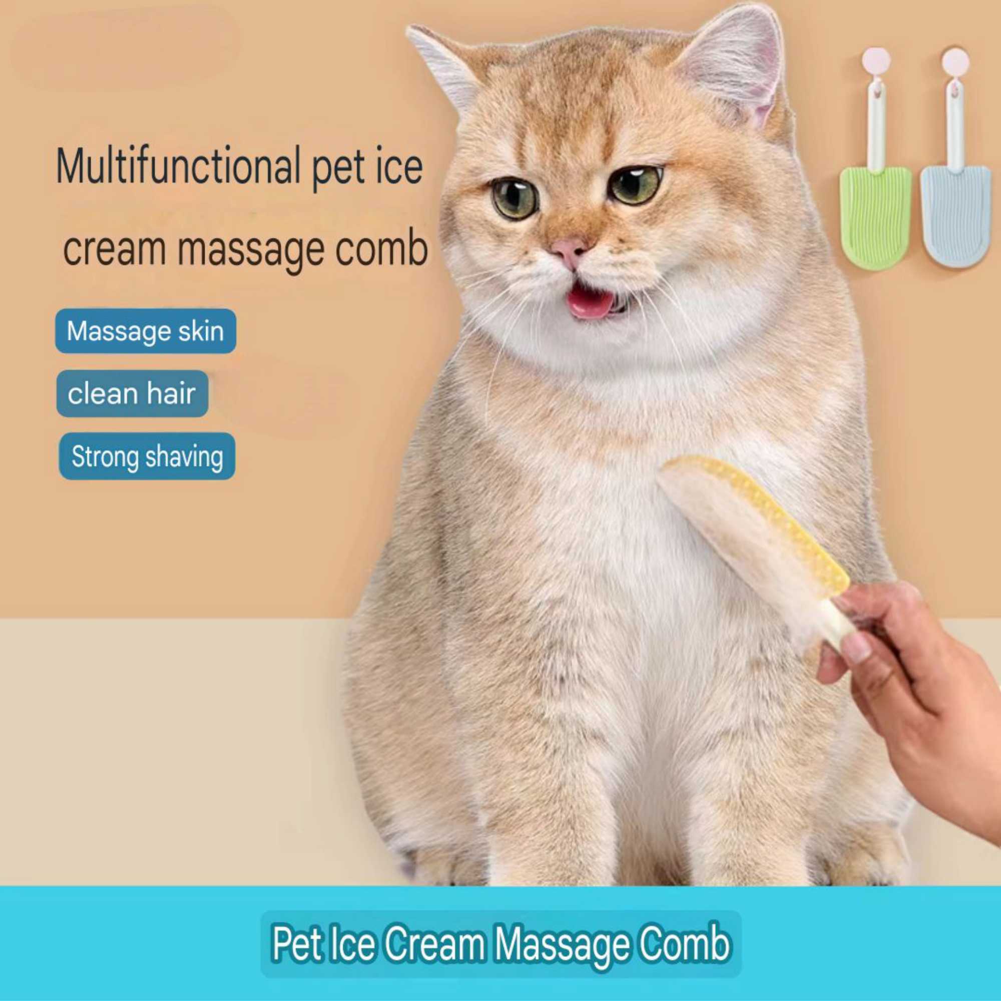 Multifunctional pet ice cream massage comb