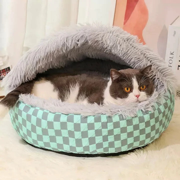 Diamond Quilt Pet Nest Soft Cozy Bed for Cats & Dogs