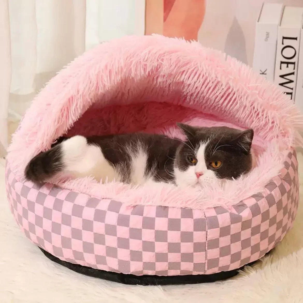 Diamond Quilt Pet Nest Soft Cozy Bed for Cats & Dogs