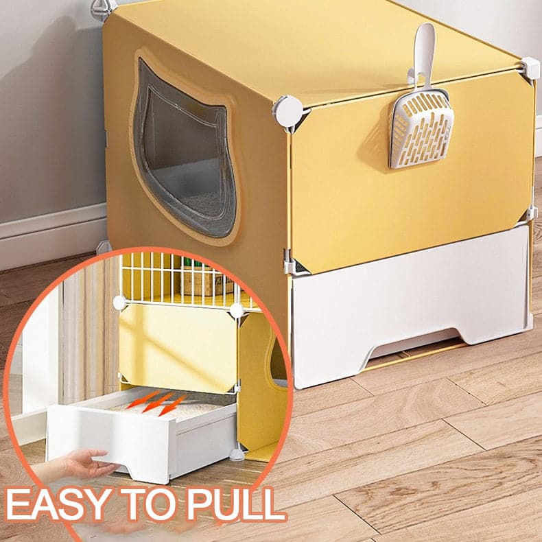 Cat Villa with CageLitter Box Multi-Level Pet Playpen Metal