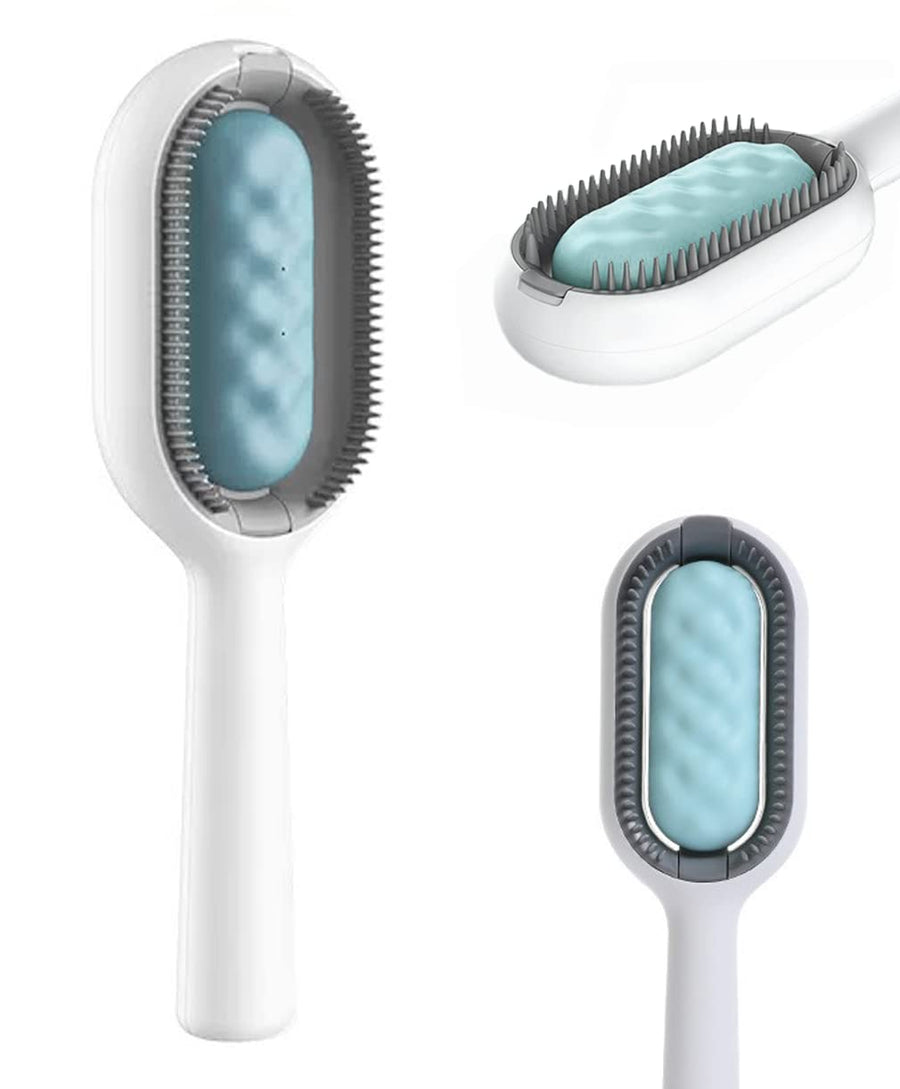 2-in-1 Pet Hair Cleaning Brush Dog Cat Grooming & Hair Removal Tool