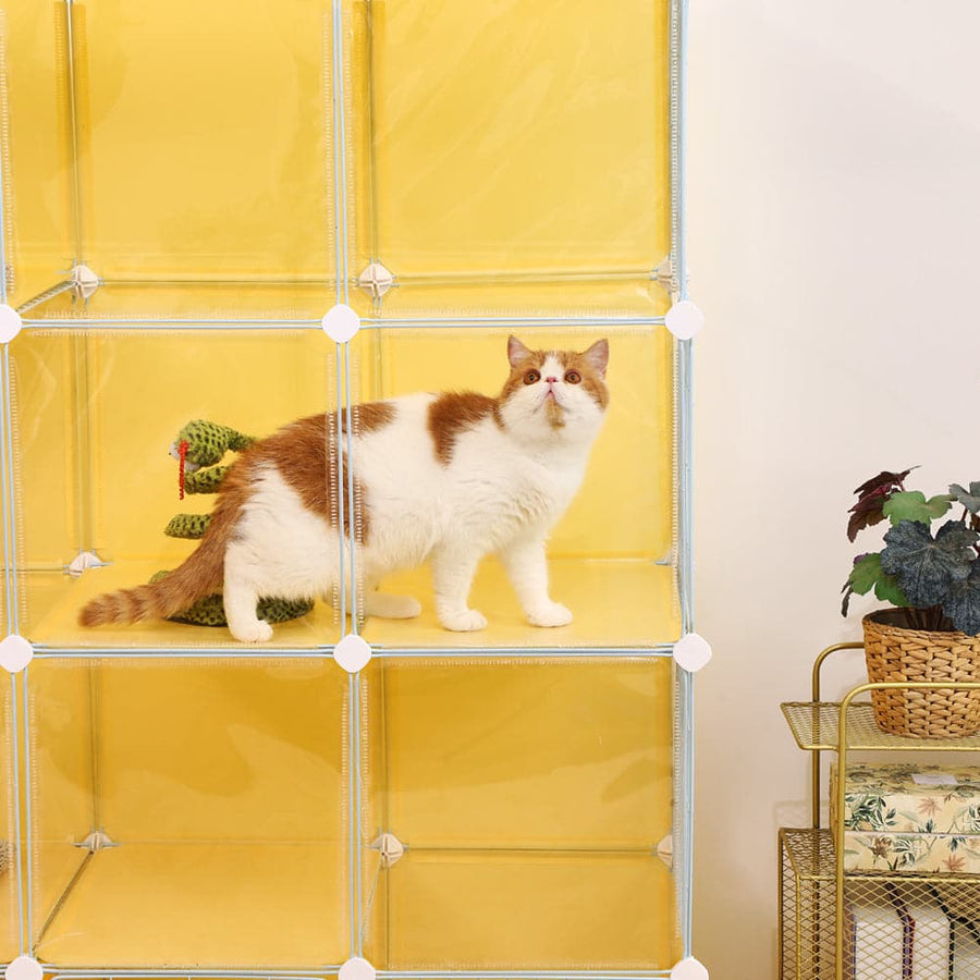 Cat Villa with CageLitter Box Multi-Level Pet Playpen Metal