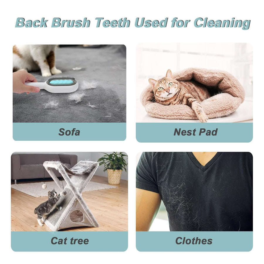 2-in-1 Pet Hair Cleaning Brush Dog Cat Grooming & Hair Removal Tool