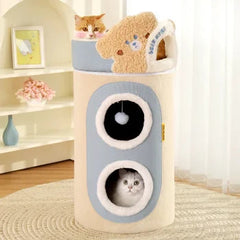 2 Story Cat Barrel Pet Soft Fabric House