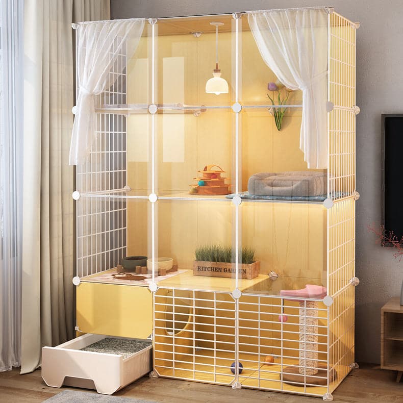 Cat Villa with CageLitter Box Multi-Level Pet Playpen Metal
