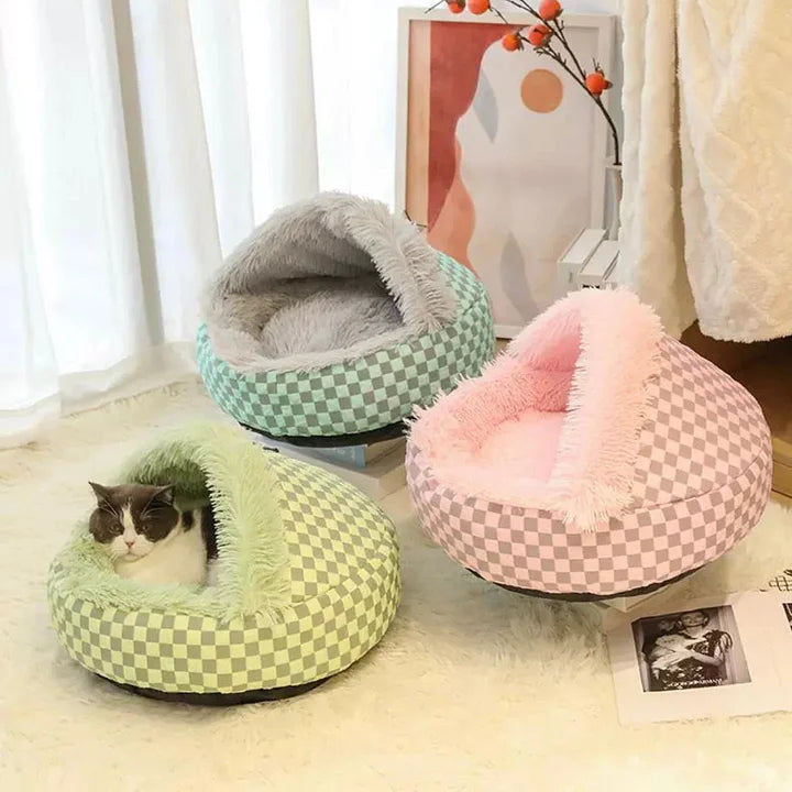 Diamond Quilt Pet Nest Soft Cozy Bed for Cats & Dogs